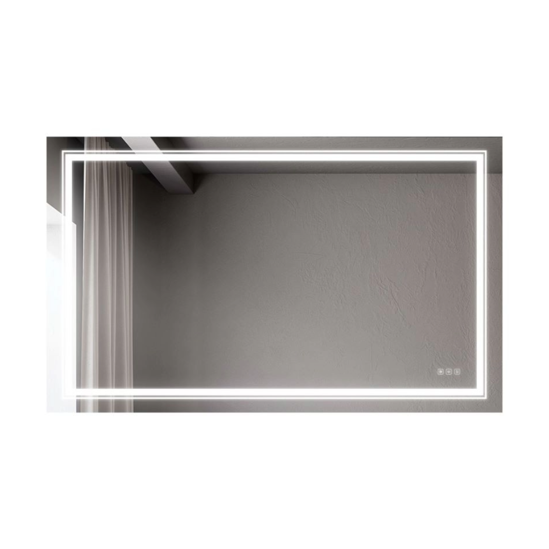 Arba 60" x 30" Frameless Rectangular Anti-Fog Adjustable LED Light Bathroom Vanity Mirror in Silver