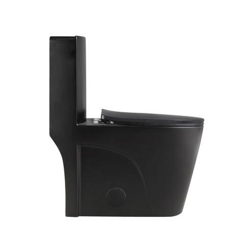 Arba 27" x 16" Dual Flush Standard One Piece Toilet in Black