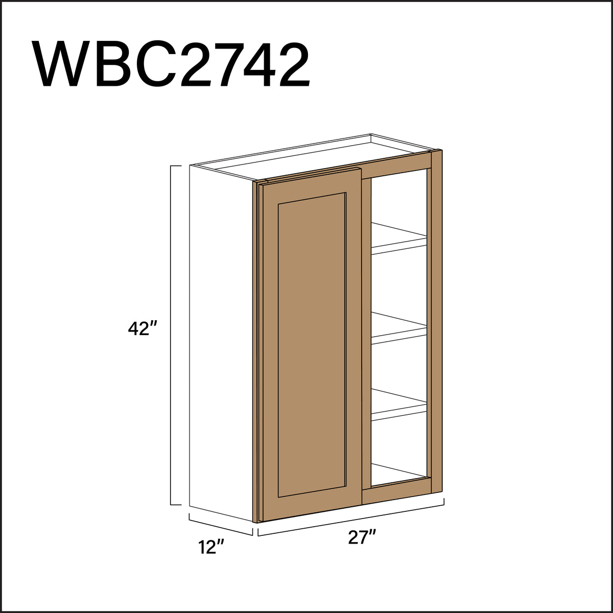 Alton Iced Mocha Wall Blind Corner Cabinet - 27" W x 42" H x 12" D