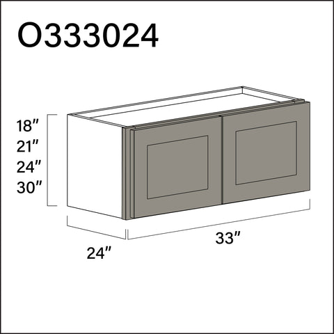 Dark Taupe Shaker Double Door Oven Upper Cabinet - 33" W x 30" H x 24" D