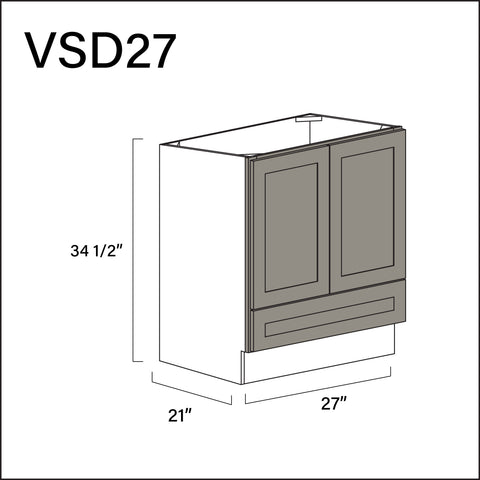 Alton Stone Gray Bottom Drawer Vanity Sink Base Cabinet - 27" W x 34.5" H x 21" D