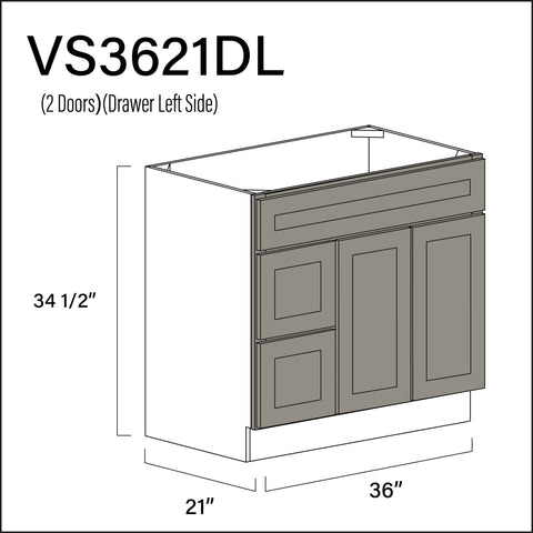 Alton Stone Gray 2-Drawer Vanity (L) Base Cabinet - 36" W x 34.5" H x 21" D