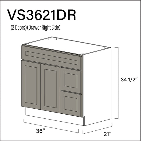 Alton Stone Gray 2-Drawer Vanity (R) Base Cabinet - 36" W x 34.5" H x 21" D