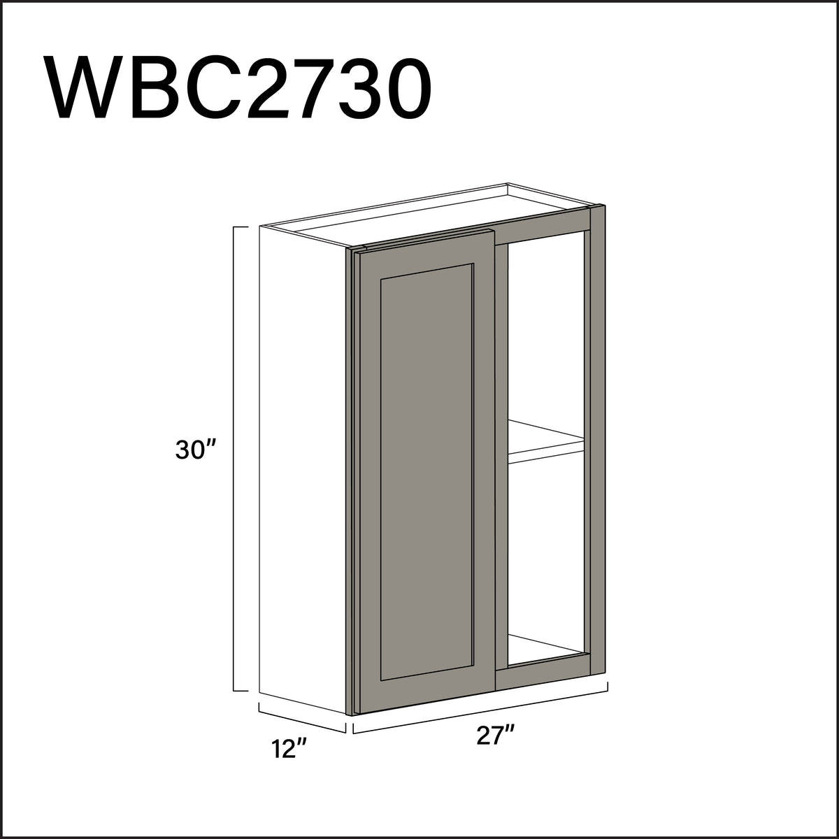 Alton Stone Gray Wall Blind Corner Cabinet - 27" W x 30" H x 12" D