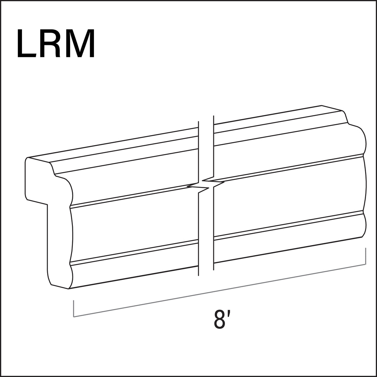 Light Rail Molding 1 1/8" H x 1 1/2"D x 96" L