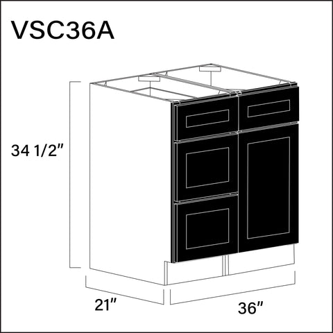 Black Shaker Vanity Sink Combo A Cabinets - 36" W x 34.5" H x 21" D