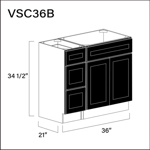 Black Shaker Vanity Sink Combo B Cabinets - 36" W x 34.5" H x 21" D