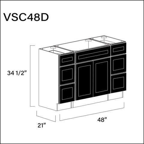 Black Shaker Vanity Sink Combo D Cabinets - 48" W x 34.5" H x 21" D