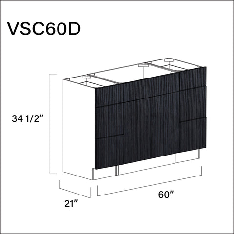 Darkwood Frameless Vanity Sink Combo D Cabinets - 60" W x 34.5" H x 21" D