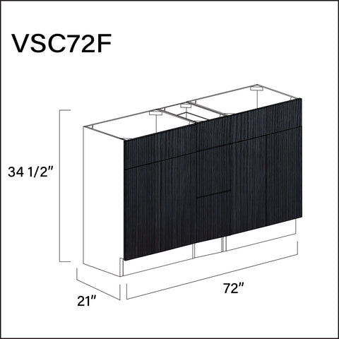 Darkwood Frameless Vanity Sink Combo F Cabinets - 72" W x 34.5" H x 21" D