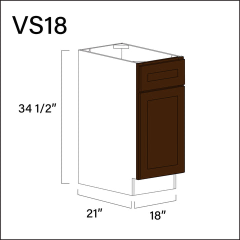 Espresso Shaker Vanity Sink Base Cabinet - 18" W x 34.5" H x 21" D