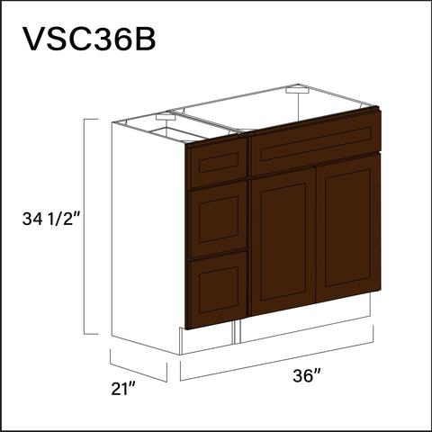 Espresso Shaker Vanity Sink Combo B Cabinets - 36" W x 34.5" H x 21" D