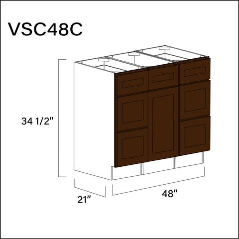 Espresso Shaker Vanity Sink Combo C Cabinets - 48" W x 34.5" H x 21" D