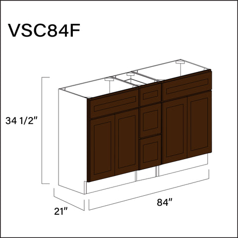 Espresso Shaker Vanity Sink Combo F Cabinets - 84" W x 34.5" H x 21" D