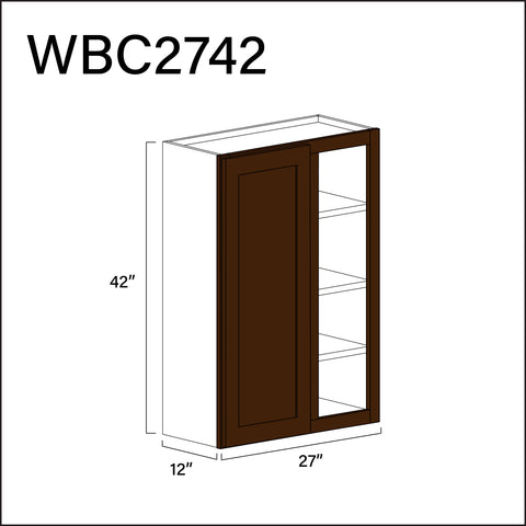 Espresso Shaker Wall Blind Corner Cabinet - 27" W x 42" H x 12" D