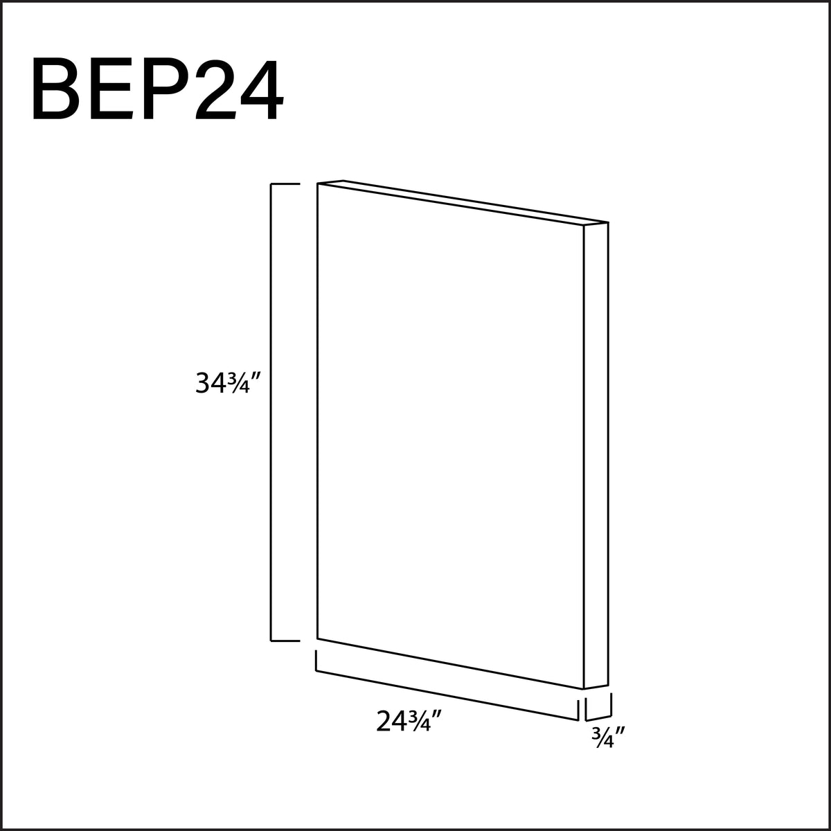 Matching Base End Panel / Dishwasher 24 3/4"W x 34 3/4"H x 3/4"