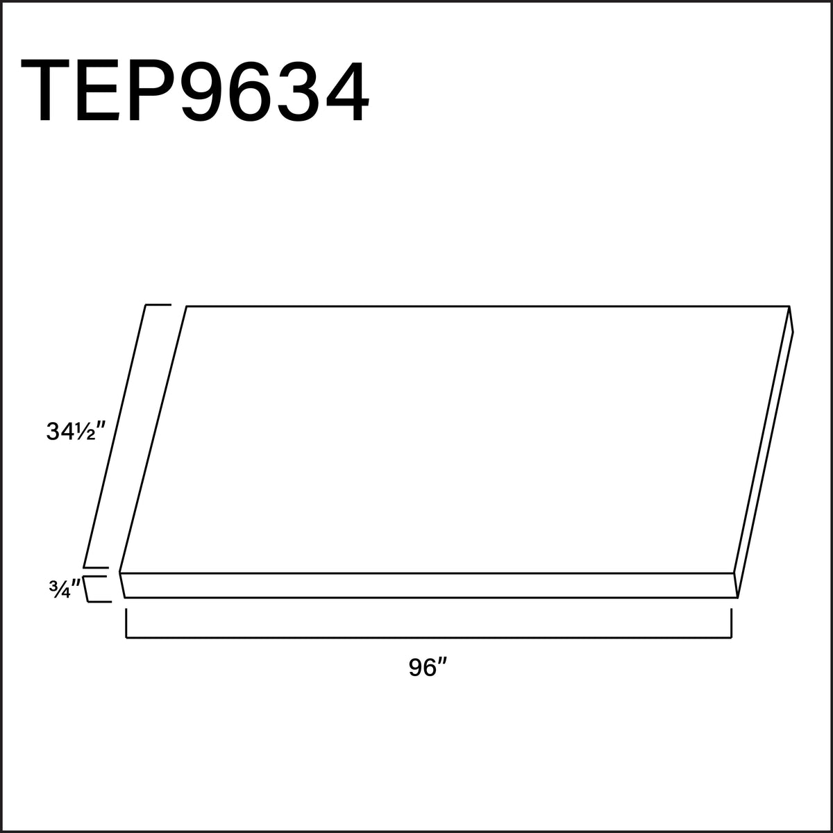 Island Back Panel 96"W x 34 1/2"H x 3/4"