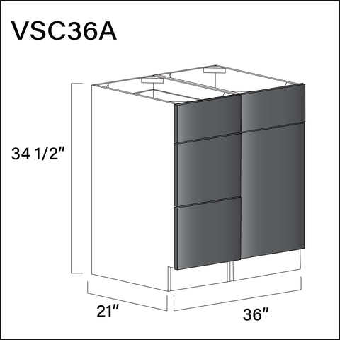 Glossy Gray Frameless Vanity Sink Combo A Cabinets - 36" W x 34.5" H x 21" D