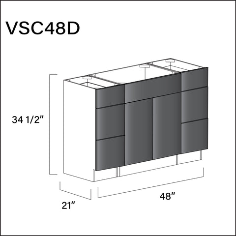 Glossy Gray Frameless Vanity Sink Combo D Cabinets - 48" W x 34.5" H x 21" D