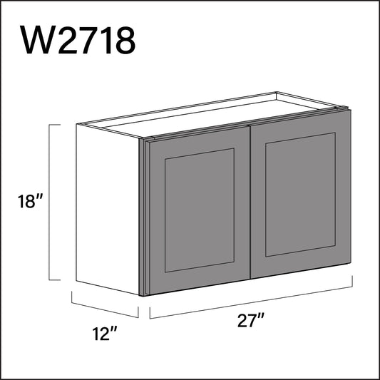 Gray Shaker Double Door Wall Cabinet - 27" W x 18" H x 12" D