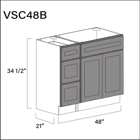 Earth Grey Shaker Vanity Sink Combo B Cabinets - 48" W x 34.5" H x 21" D