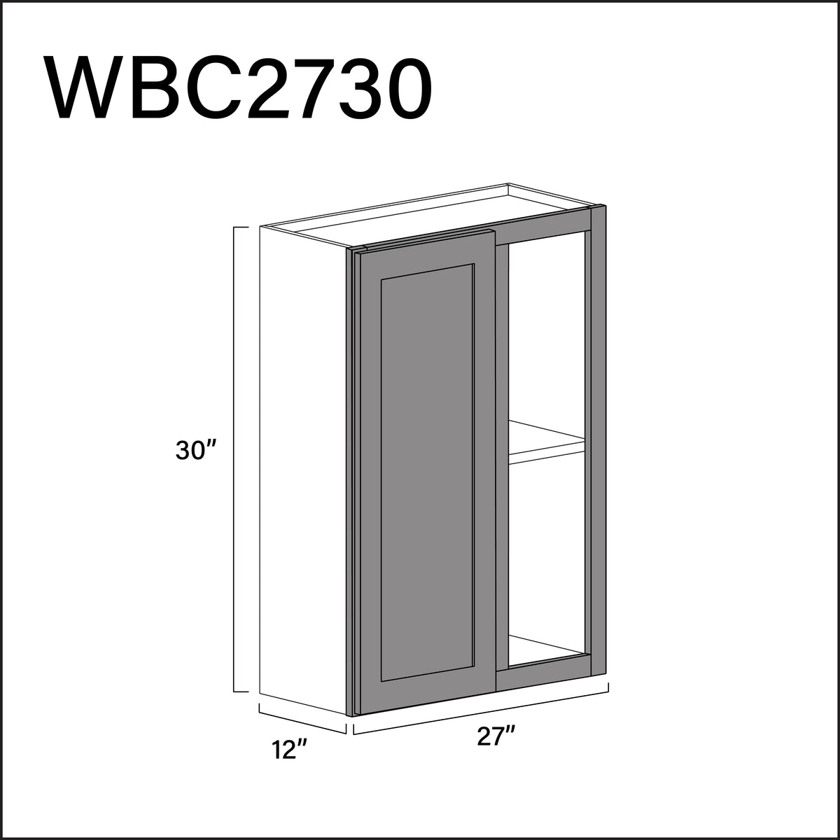 Earth Grey Shaker Wall Blind Corner Cabinet - 27" W x 30" H x 12" D