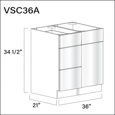 Glossy White Frameless Vanity Sink Combo A Cabinets - 36" W x 34.5" H x 21" D