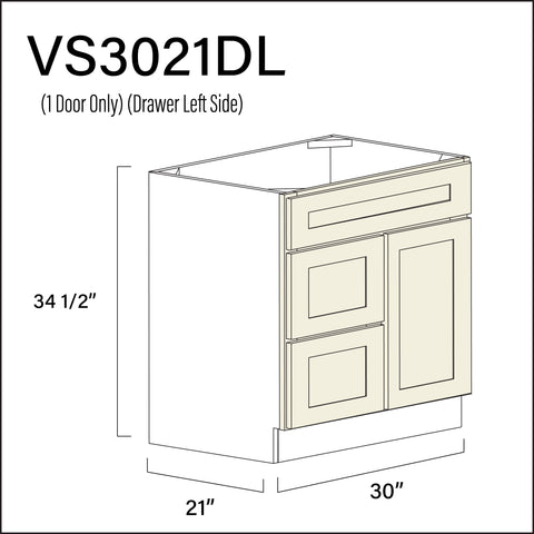 Alton Ivory White 2-Drawer Vanity (L) Base Cabinet - 30" W x 34.5" H x 21" D