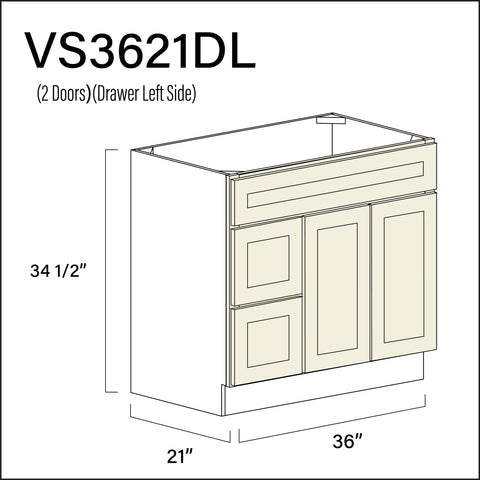 Alton Ivory White 2-Drawer Vanity (L) Base Cabinet - 36" W x 34.5" H x 21" D
