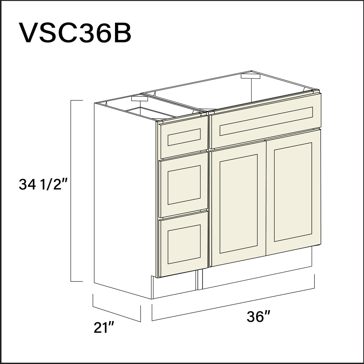 Milkshake White Vanity Sink Combo B Cabinets - 36" W x 34.5" H x 21" D