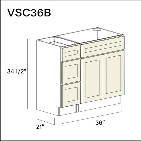 Milkshake White Vanity Sink Combo B Cabinets - 36" W x 34.5" H x 21" D