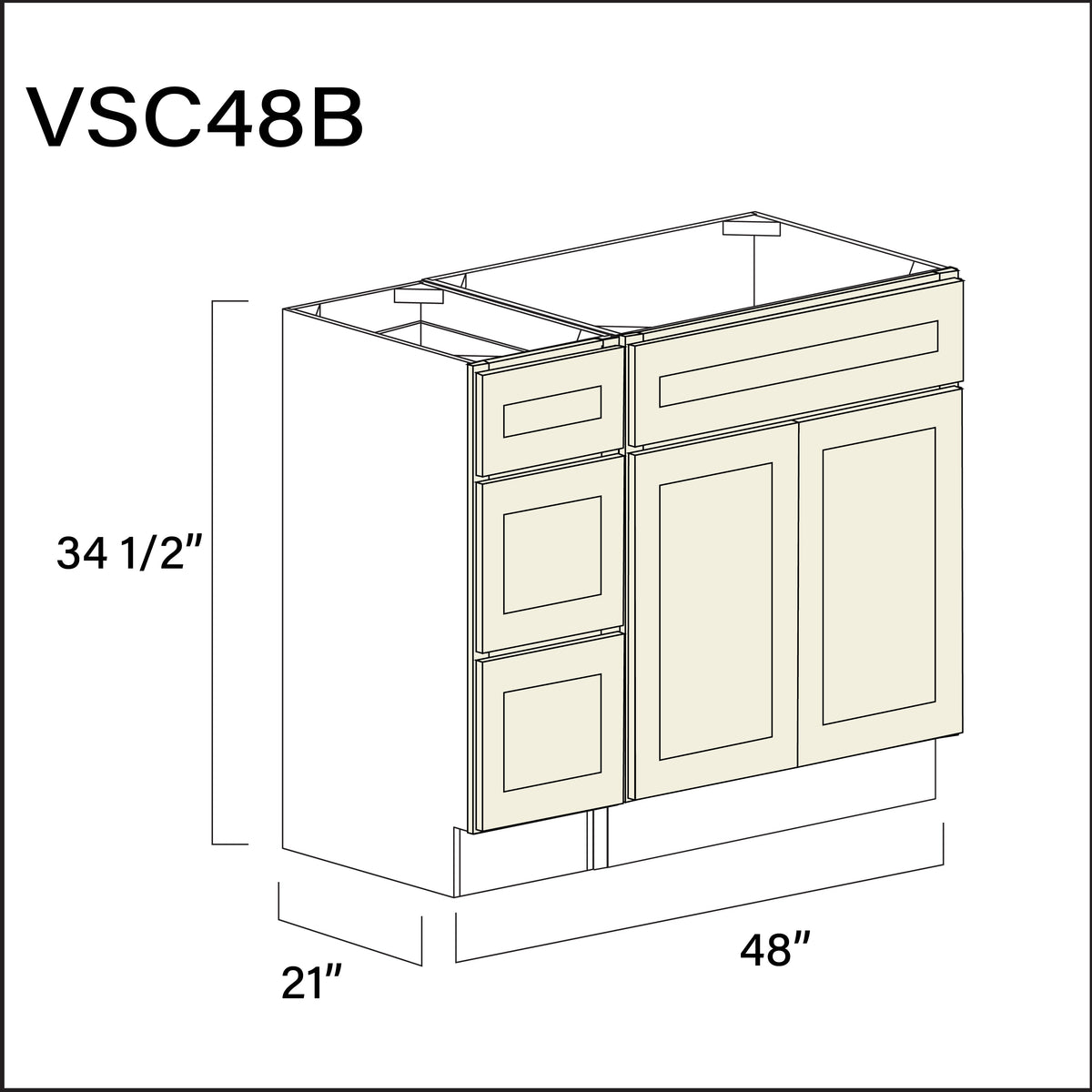 Milkshake White Vanity Sink Combo B Cabinets - 48" W x 34.5" H x 21" D