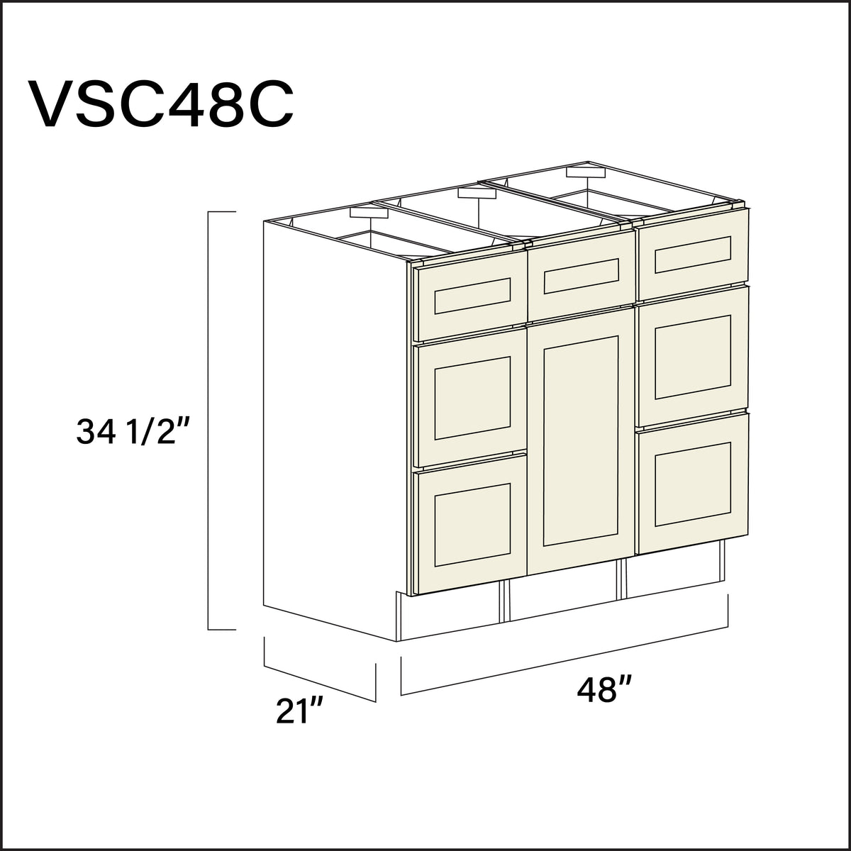 Milkshake White Vanity Sink Combo C Cabinets - 48" W x 34.5" H x 21" D