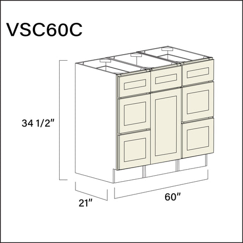 Milkshake White Vanity Sink Combo C Cabinets - 60" W x 34.5" H x 21" D