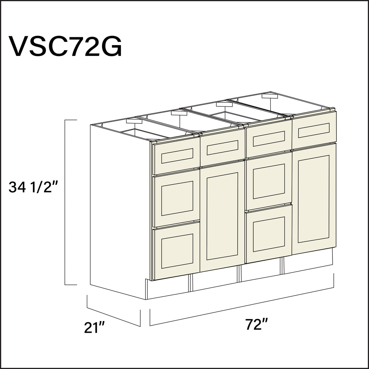 Milkshake White Vanity Sink Combo G Cabinets - 72" W x 34.5" H x 21" D