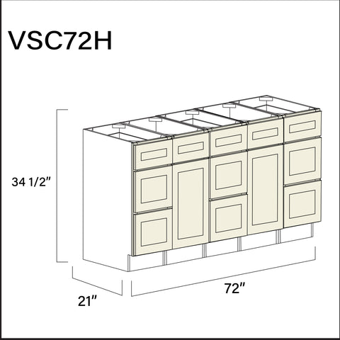 Milkshake White Vanity Sink Combo H Cabinets - 72" W x 34.5" H x 21" D