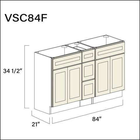 Milkshake White Vanity Sink Combo F Cabinets - 84" W x 34.5" H x 21" D