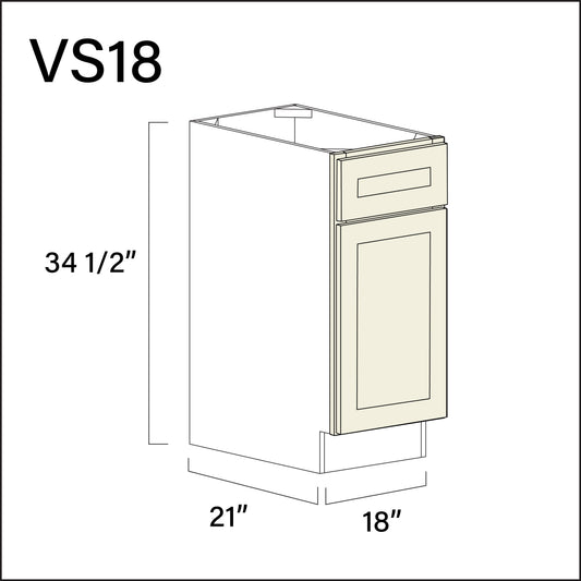 Milkshake White Vanity Sink Base Cabinet - 18" W x 34.5" H x 21" D