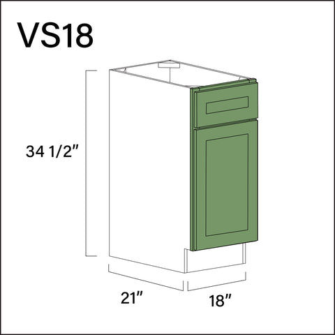 Emerald Green Shaker Vanity Sink Base Cabinet - 18" W x 34.5" H x 21" D