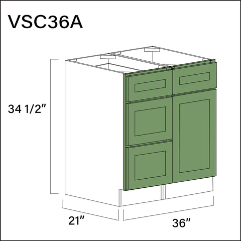 Emerald Green Shaker Vanity Sink Combo A Cabinets - 36" W x 34.5" H x 21" D