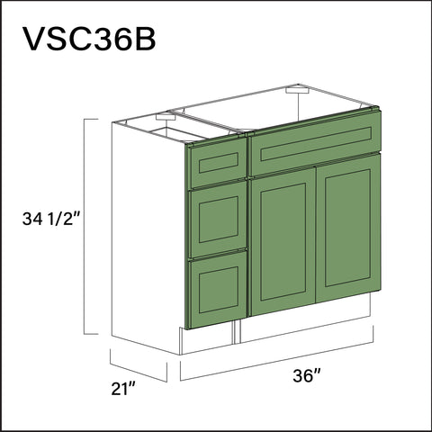 Emerald Green Shaker Vanity Sink Combo B Cabinets - 36" W x 34.5" H x 21" D