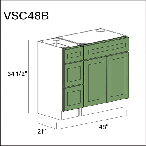 Emerald Green Shaker Vanity Sink Combo B Cabinets - 48" W x 34.5" H x 21" D