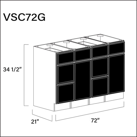 Angel Black Slim Shaker Vanity Sink Combo G Cabinets - 72" W x 34.5" H x 21" D