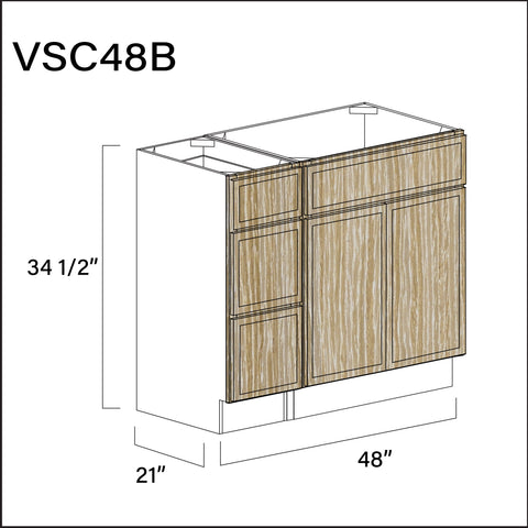 Angel Oak Slim Shaker Vanity Sink Combo B Cabinets - 48" W x 34.5" H x 21" D