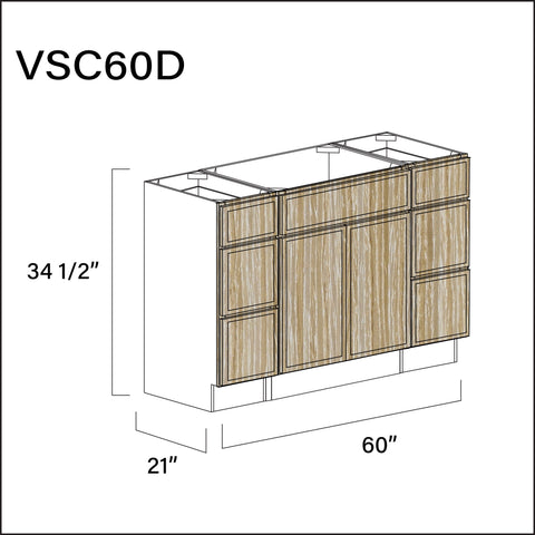 Angel Oak Slim Shaker Vanity Sink Combo D Cabinets - 60" W x 34.5" H x 21" D