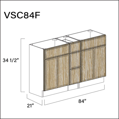 Angel Oak Slim Shaker Vanity Sink Combo F Cabinets - 84" W x 34.5" H x 21" D