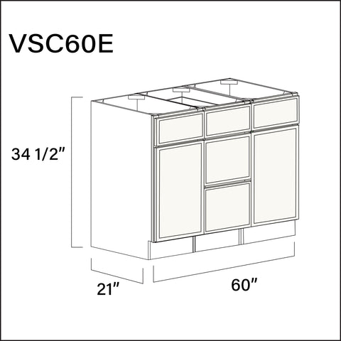 Angel White Slim Shaker Vanity Sink Combo E Cabinets - 60" W x 34.5" H x 21" D