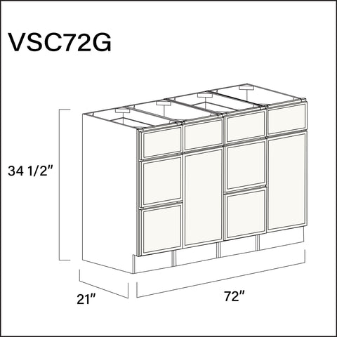 Angel White Slim Shaker Vanity Sink Combo G Cabinets - 72" W x 34.5" H x 21" D