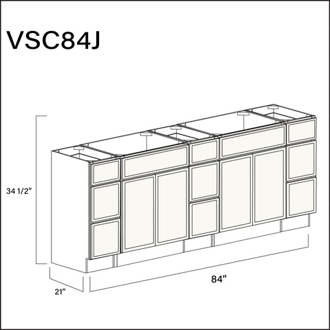 Angel White Slim Shaker Vanity Sink Combo J Cabinets - 84" W x 34.5" H x 21" D