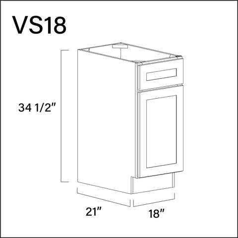 White Shaker Vanity Sink Base Cabinet - 18" W x 34.5" H x 21" D